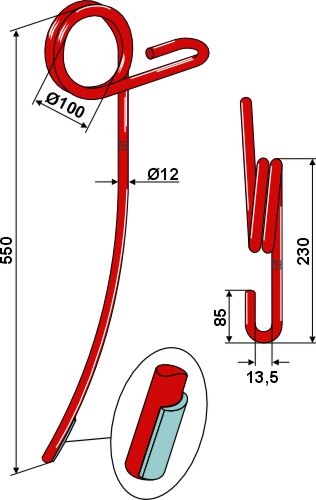 Väderstad etterharvetann 12 mm bøygd laser cladding forsterka