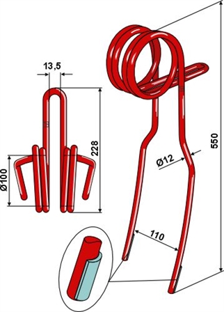 Väderstad etterharvetann 12 mm dobbel laser cladding forsterka