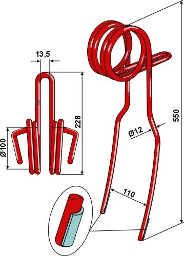 Väderstad etterharvetann 12 mm dobbel laser cladding forsterka