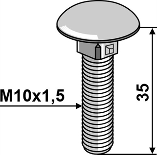 Bræddebolt M10x1,5x35 galvaniseret