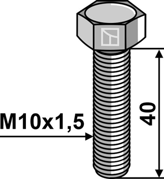 Bolt M10x1,5x40 u. møtrik galvaniseret