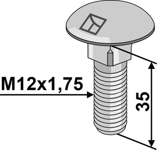 Bræddebolt M12x1,75x35 galvaniseret