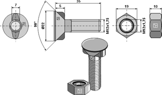 Bolt M12x35 m/2 naser