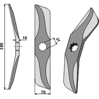 Hankmo 380 mm hull Ø31 mm høyre