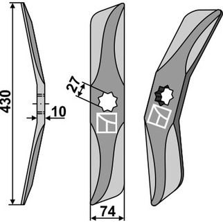 Hankmo 430 mm hull Ø27 mm venstre