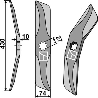 Hankmo 430 mm hull Ø27 mm høyre