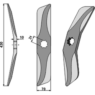 Hankmo 430 mm hull Ø31 mm venstre