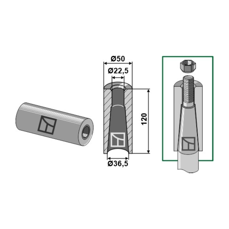 Sveisestuss M20/22 120x50 mm