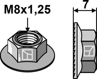 Flangemøtrik M8x1,25