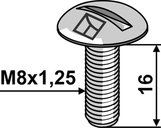 Bræddebolt M8x1,25x16 galvaniseret