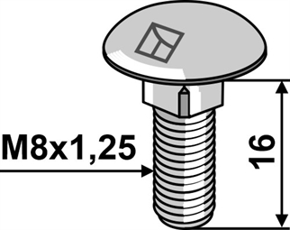 Bræddebolt M8x1,25x16 galvaniseret