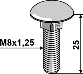 Brædder bolt M8x1,25x25 galvaniseret