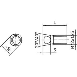 Plogbolt med konisk hode M12 x 32 ( Dowdeswell )