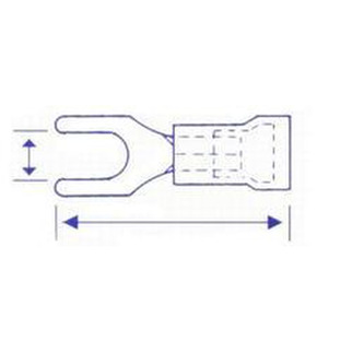 Gul kabelsko gaffel 4,3 mm 50 stk.