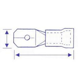 Gul kabelsko flatplugg hann 6,3 x 0,8 mm 50 stk.