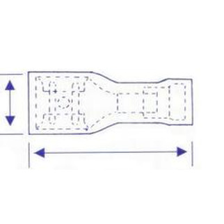 Gul kabelsko spade iso hunn 6,3 x 0,8 mm 50 stk.