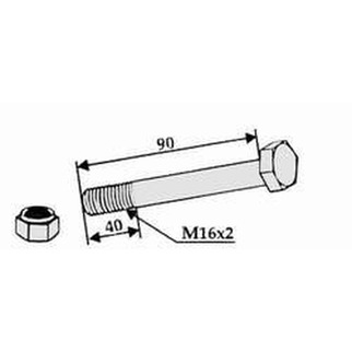 Kverneland bolt + mutter for 63-RM-4