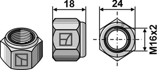 Låsemøtrik M16x2 - 8.8